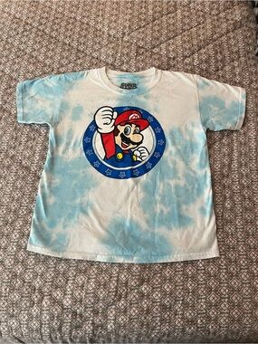 NWOT Super Mario Tie-Dye Blue Kids Tee - Nintendo Style Sz S